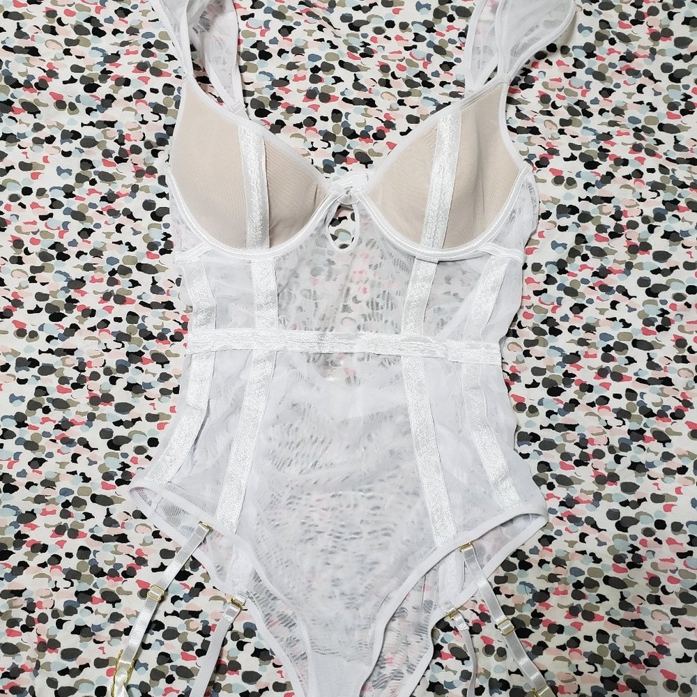 Fredericks of Hollywood white mesh teddy